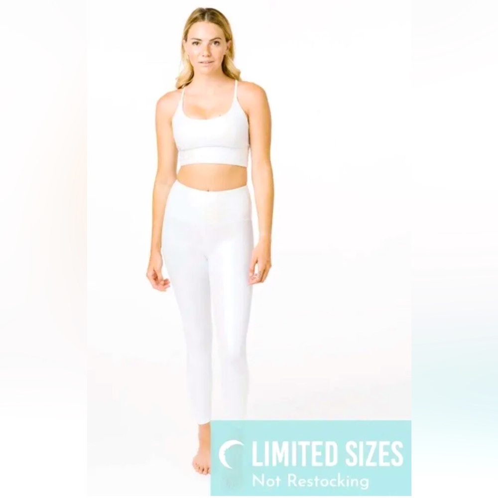 Ziya Active White Unicorn Luxe 7/8 Leggings Set Pants Size 6-8 Bra Size Large